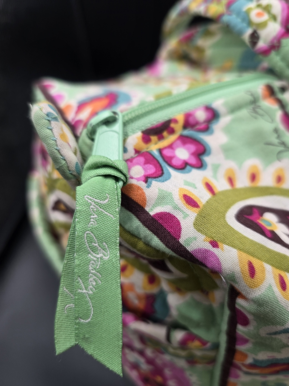 Vera Bradley Quilted Paisley Duffel in Mint Green and Pink - Picture 10 of 16